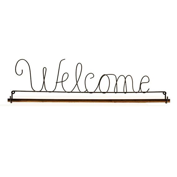 Patchwork Quilt Wire Hanger  Welcome 16'