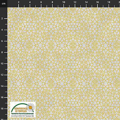 Christmas Shimmer fabric: Astral Star Tile Grey/Gold (per 1/4 metre)