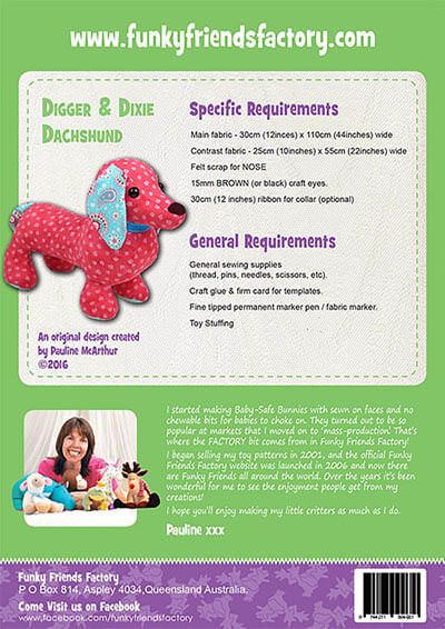 Funky Friends Factory: Digger & Dixie Dachshund Soft Toy Pattern