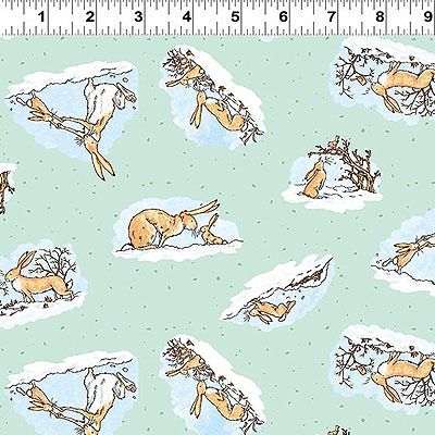 Guess How Much I Love You in the Winter Fabric: Nutbrown Hares Turquoise (per 1/4 metre)