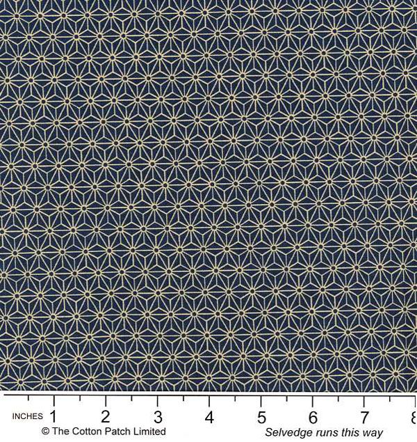 Japanese Garden Fabric: Sevenberry Asanoha, Blue/Ecru