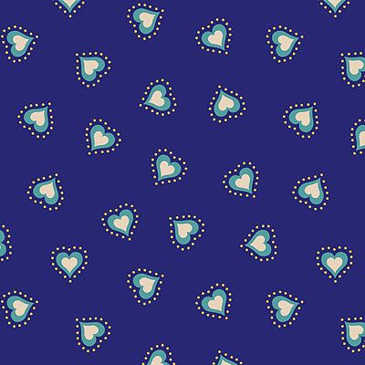 Little Matryoshka fabric: Folk Hearts Blue Lewis and Irene