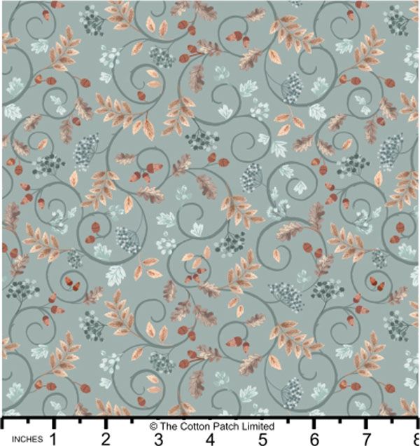 Cranbourne Chase fabric: Cranbourne Scroll on Slate Blue