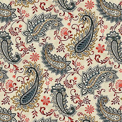 Le Poulet Fabric: Paisley Cream (per 1/4 metre)