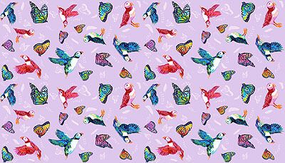 Migration Fabric: Friends in Flight Lavender (per 1/4 metre)