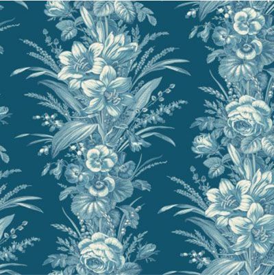 Cocoa Blue fabric: Amaryllis Liberty (per 1/4 metre)