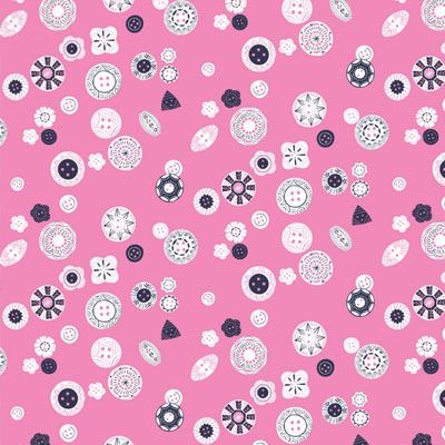 Stitch Fabric: Buttons on Pink (per 1/4 metre)