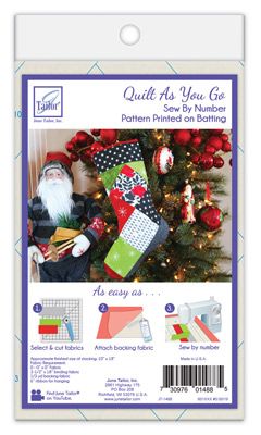 June Tailor Christmas Squares Stocking Quilt as You Go PrePrinted Wadding