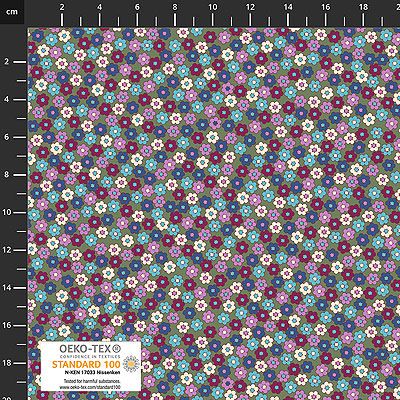 Quilters Coordinates fabric: Mini Flowers Dark Green (per 1/4 metre)