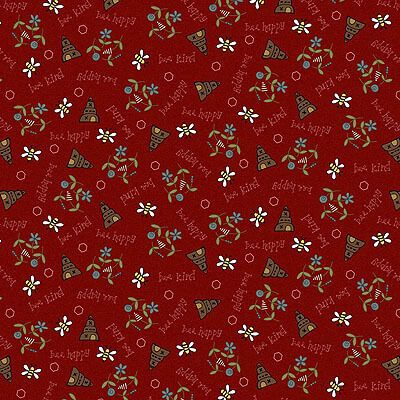 Gail Pan Designs: Bee & Hives Red (per 1/4 metre)