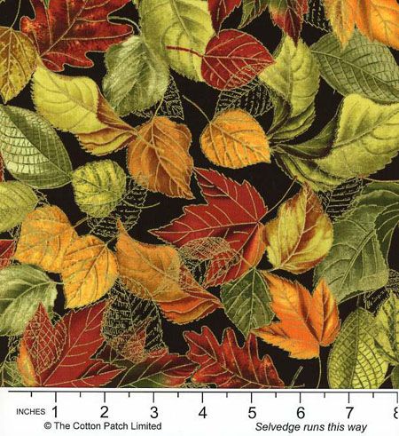 Harvest fabric: Fall Leaves, Black