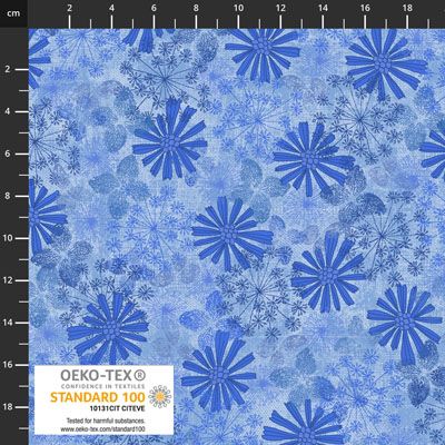 Keep Blooming fabrics: Flower Head Blue