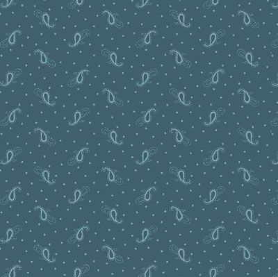 Rainbow Sampler fabric: Simple Paisley Teal (per 1/4 metre)