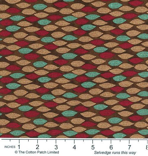 Quilters Coordinates fabric: Leaf Shape on Brown