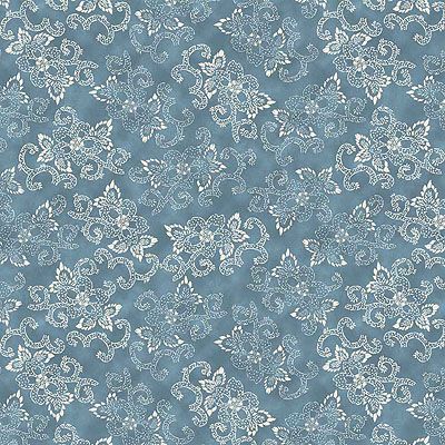 Willow Fabric: Flowers & Curves Denim (per 1/4 metre)