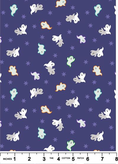 Castle Spooky Fabric: Ghosts on Blue Lewis and Irene