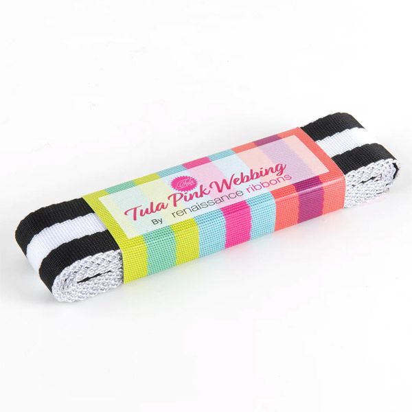 Tula Pink Webbing Black and White 1.5 inch wide 2 yards