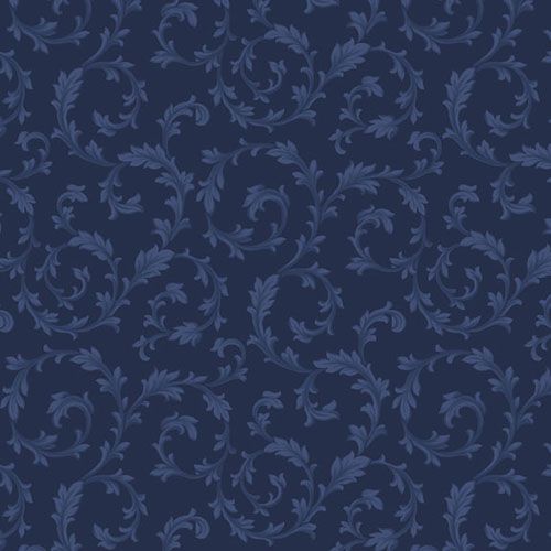 Midnight Meadow fabric: Scroll, Navy