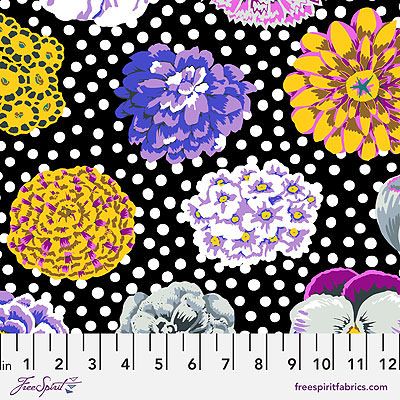 Kaffe Fassett Collective: Big Blooms Black (per 1/4 metre)