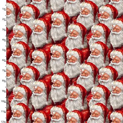 Christmas Eve Journey Fabric Smiling Santas (per 1/4 metre)