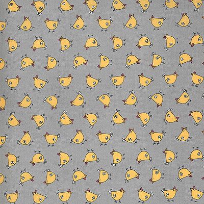 Spring Chicken fabric: Cluck Grey (per 1/4 metre)