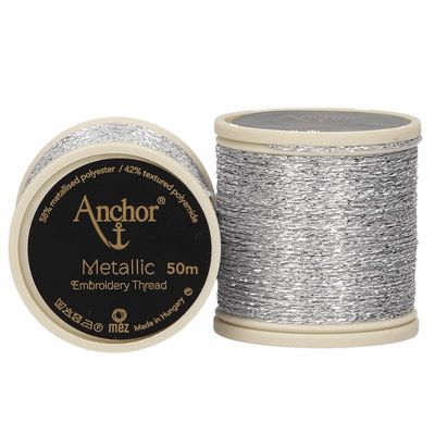 Anchor Metallic Embroidery Thread Silver