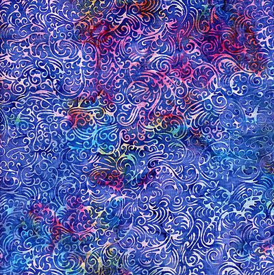 Bali Handpaints Batik Fabric: Scroll Grape (per 1/4 metre)