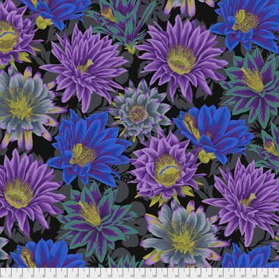 Philip Jacobs Fabric Cactus Flower Black  (per 1/4 metre)