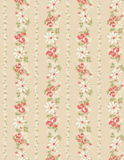 Sentiments fabric: Daisies and Roses Stripe Tan