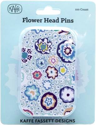 Kaffe Fassett Flower Head Pins with Tin