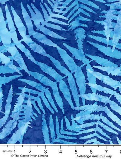 Bali Batik Handpaints Fabric: Tangled in Taffy Bluejay Fern (per 1/4 metre)