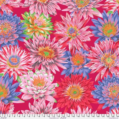 Philip Jacobs Fabric: Tropical Water Lillies Red (per 1/4 metre)