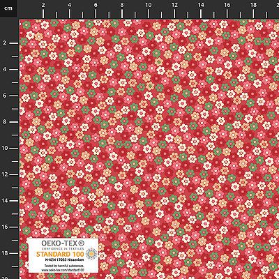 Quilters Coordinates fabric: Mini Flowers Coral (per 1/4 metre)