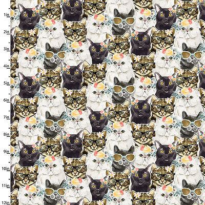 Cats & Dogs fabric: Cool Cats Multi (per 1/4 metre)