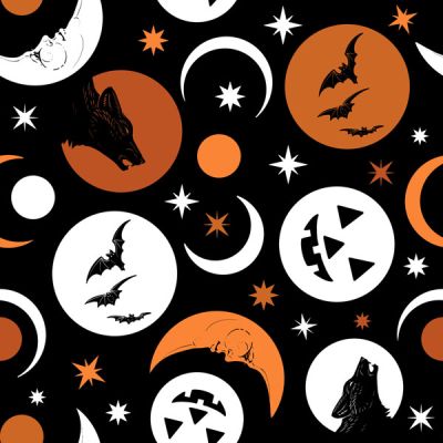 Halloween fabrics: Scaredy Cat, Moons