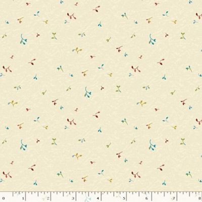 Country Lights fabric: Tiny Tossed Leaves Cream (per 1/4 metre)