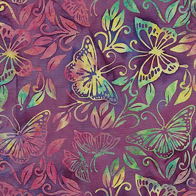 Island Batiks fabric: Butterfly Leaf Dark Moonstone (per 1/4 metre)