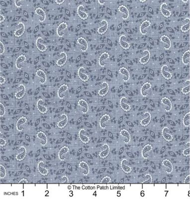 Radiance fabric, Small Paisley, Denim