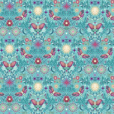 Luna Fabric: Night Garden, Teal