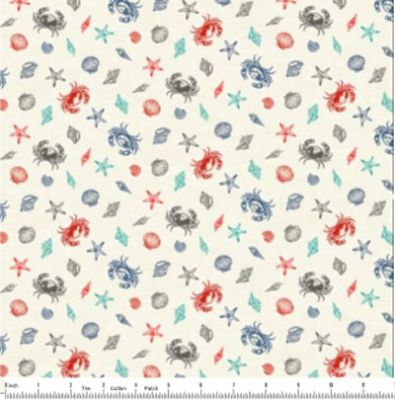 Nautical Fabric: Shells cream (per 1/4 metre)