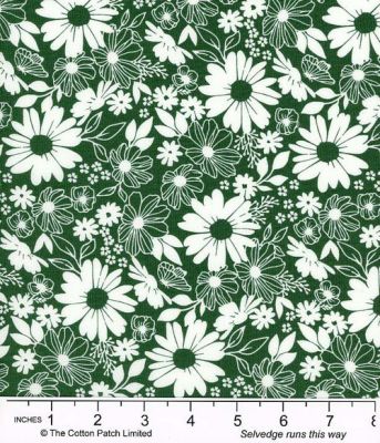 Juliette fabric, Floral Toile, Teal Green