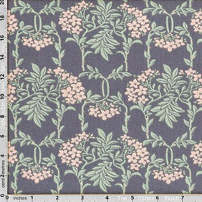 Liberty fabric: Nouveau Mayflower Grey (per 1/4 metre)