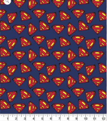 Superheroes Fabric: Superman Logo  DC (per 1/4 metre)