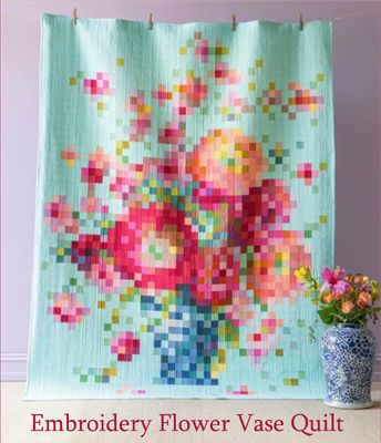 Tilda Solids Embroidery Flower Vase Quilt Kit