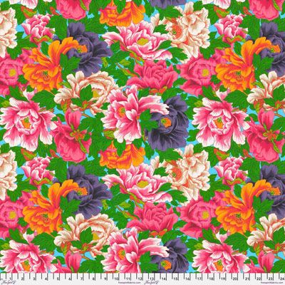 Temple Garden fabric: Peony Cascade Multi (per 1/4 metre)