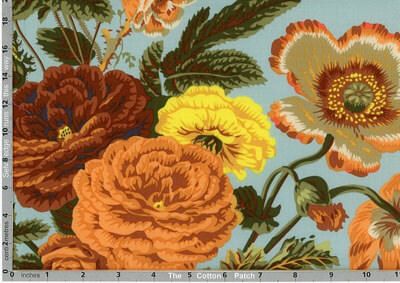 Philip Jacobs Fabric Summer Bouquet Brown (per 1/4 metre)