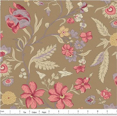 Wildflower Cottage fabric: Multi Floral, Brown