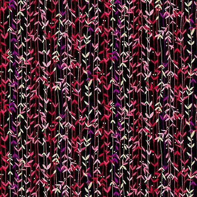 Hikari fabric: Leaf Stripe Black (per 1/4 metre)