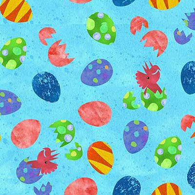 Dinosaur Kingdom Fabric: Dino Eggs Blue (per 1/4 metre)