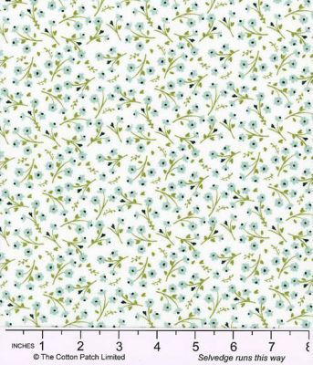 Juliette fabric, Small Floral, Teal